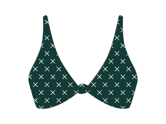 Green Logo Print Twist Top