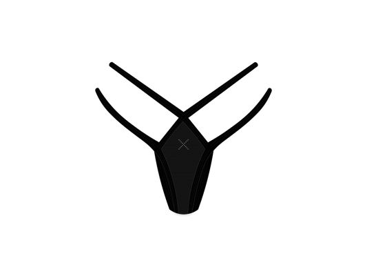 Black Strappy Mesh Thong