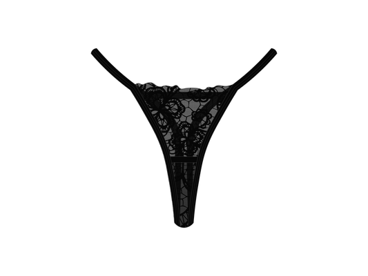 Black Trim Lace Thong