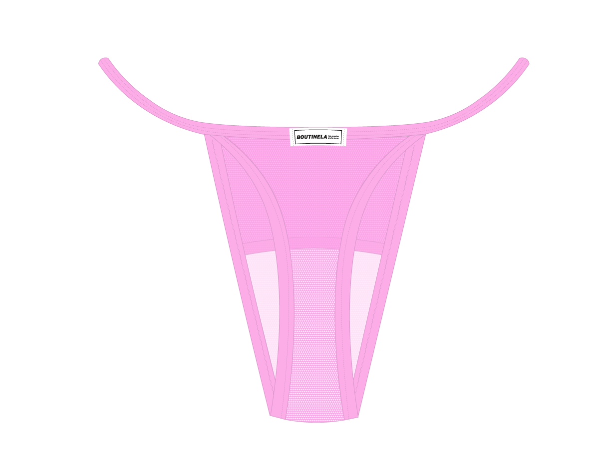 Pink Mesh Lace Thong Panty