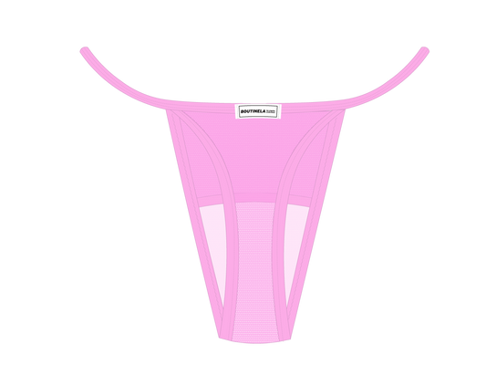 Pink Mesh Lace Thong Panty