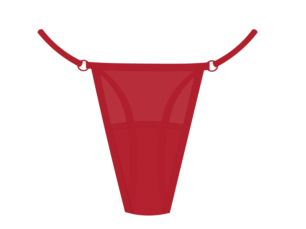 Red Mesh Lace Thong Panty