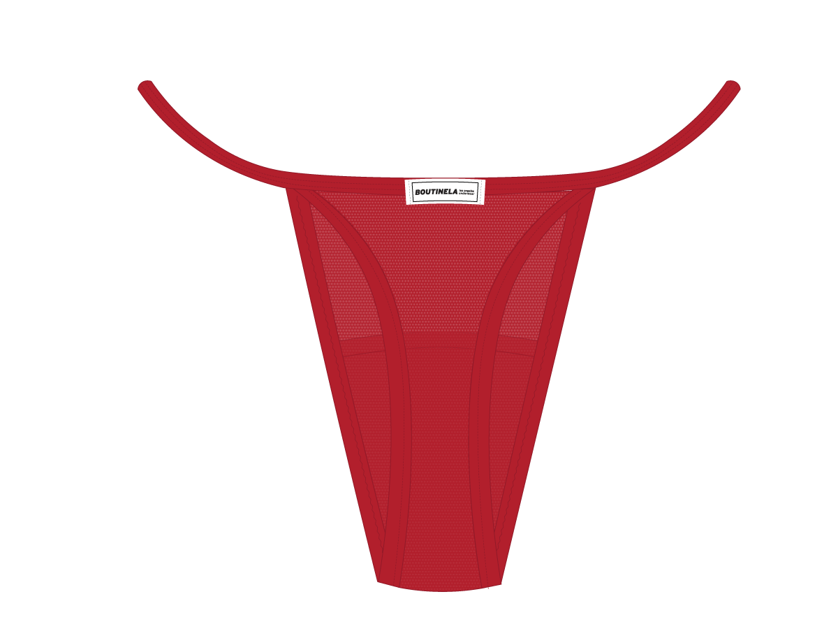 Red Mesh Lace Thong Panty