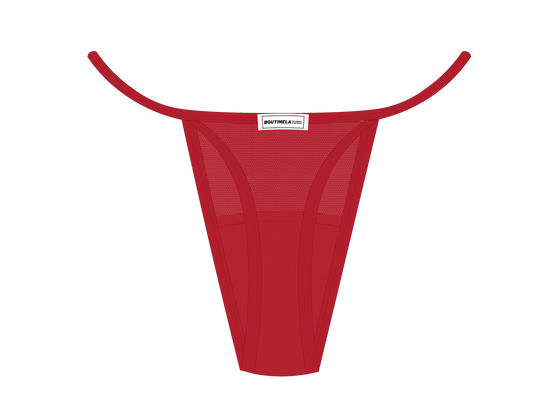 Red Mesh Lace Thong Panty
