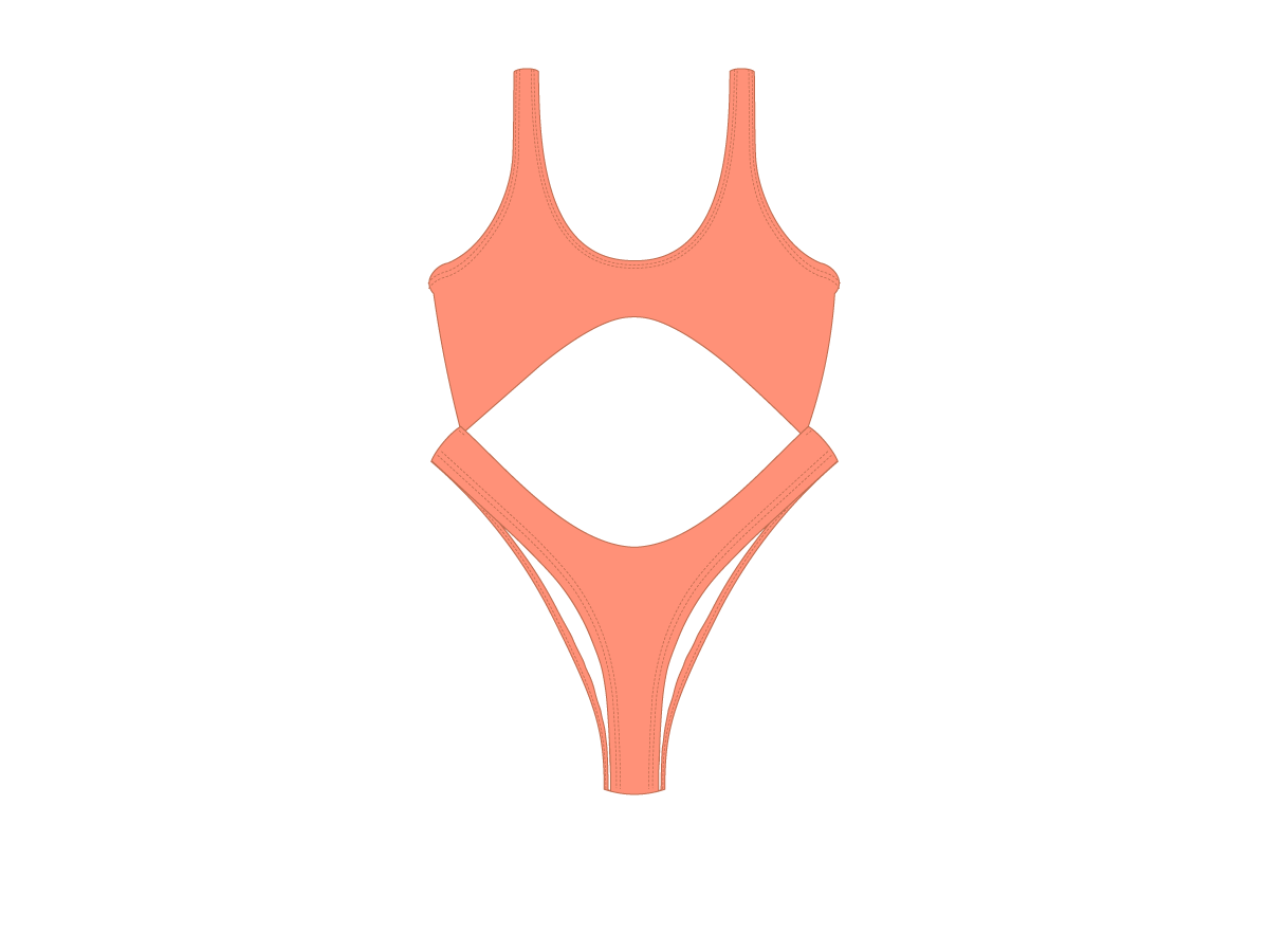 Coral Front Tie One Piece