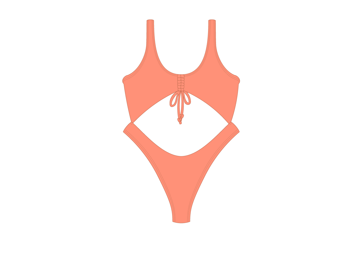 Coral Front Tie One Piece