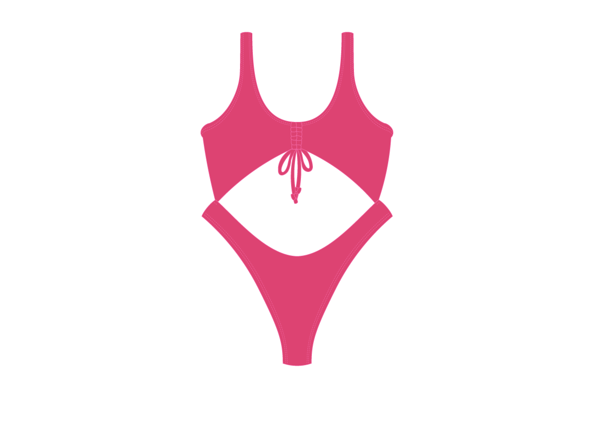 Cerise Front Tie One Piece