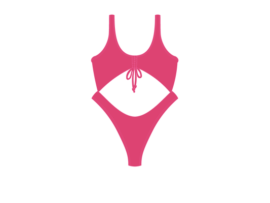 Cerise Front Tie One Piece