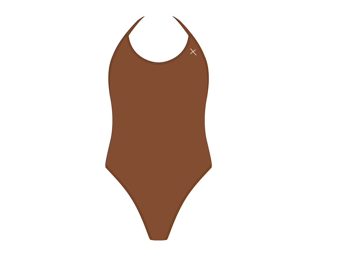 Cocoa Brown Halter One Piece