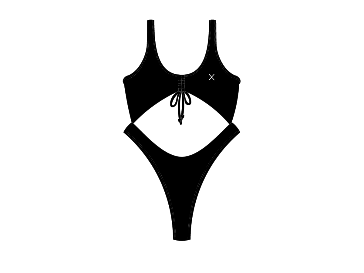 Manhattan Black Front Tie One Piece